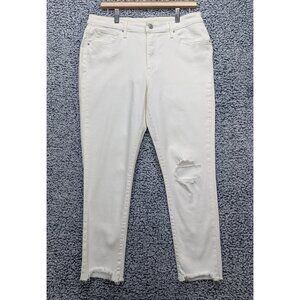 Levis 721 High Rise Skinny Crop Jeans Size 33 Distressed Bohemian Raw Hem White